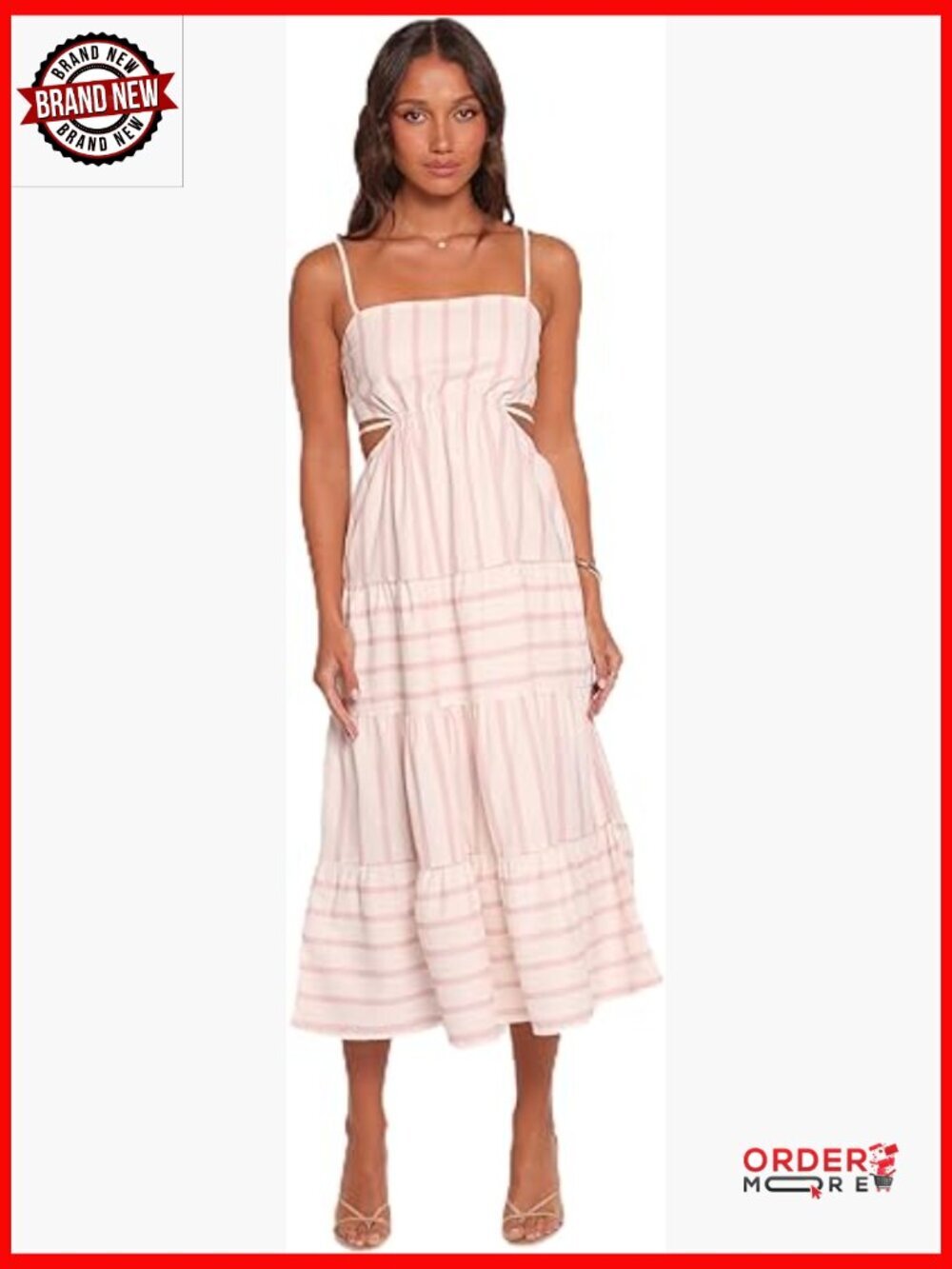 Evelin Midi Dress with Adjustable Straps and Open Back